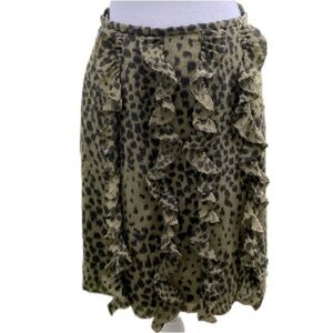 Chloe Ruffled Mini Pencil Skirt Green Black Size 36 EU